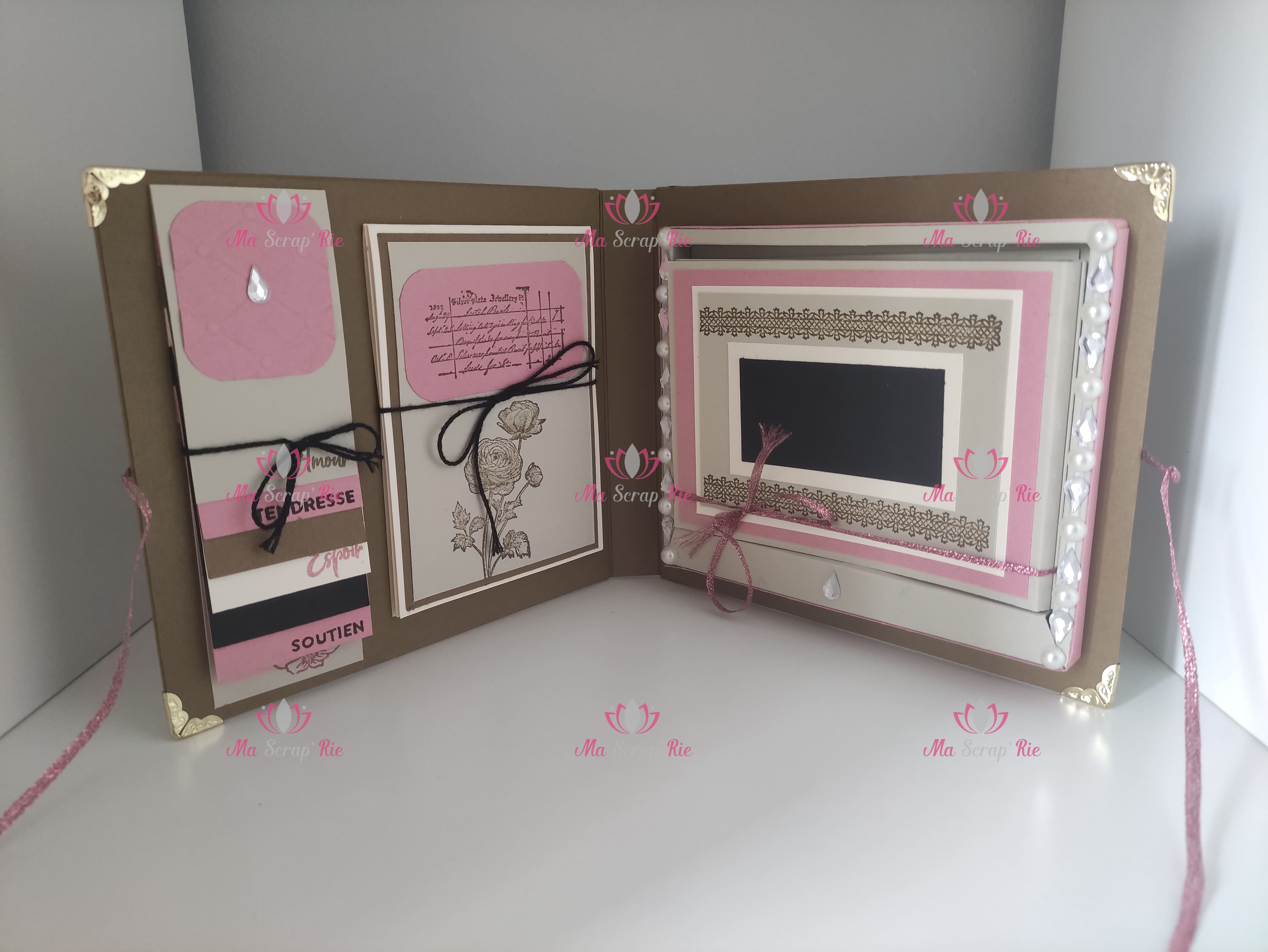 album, aimant, souvenirs, messages, cascade, livret, rose