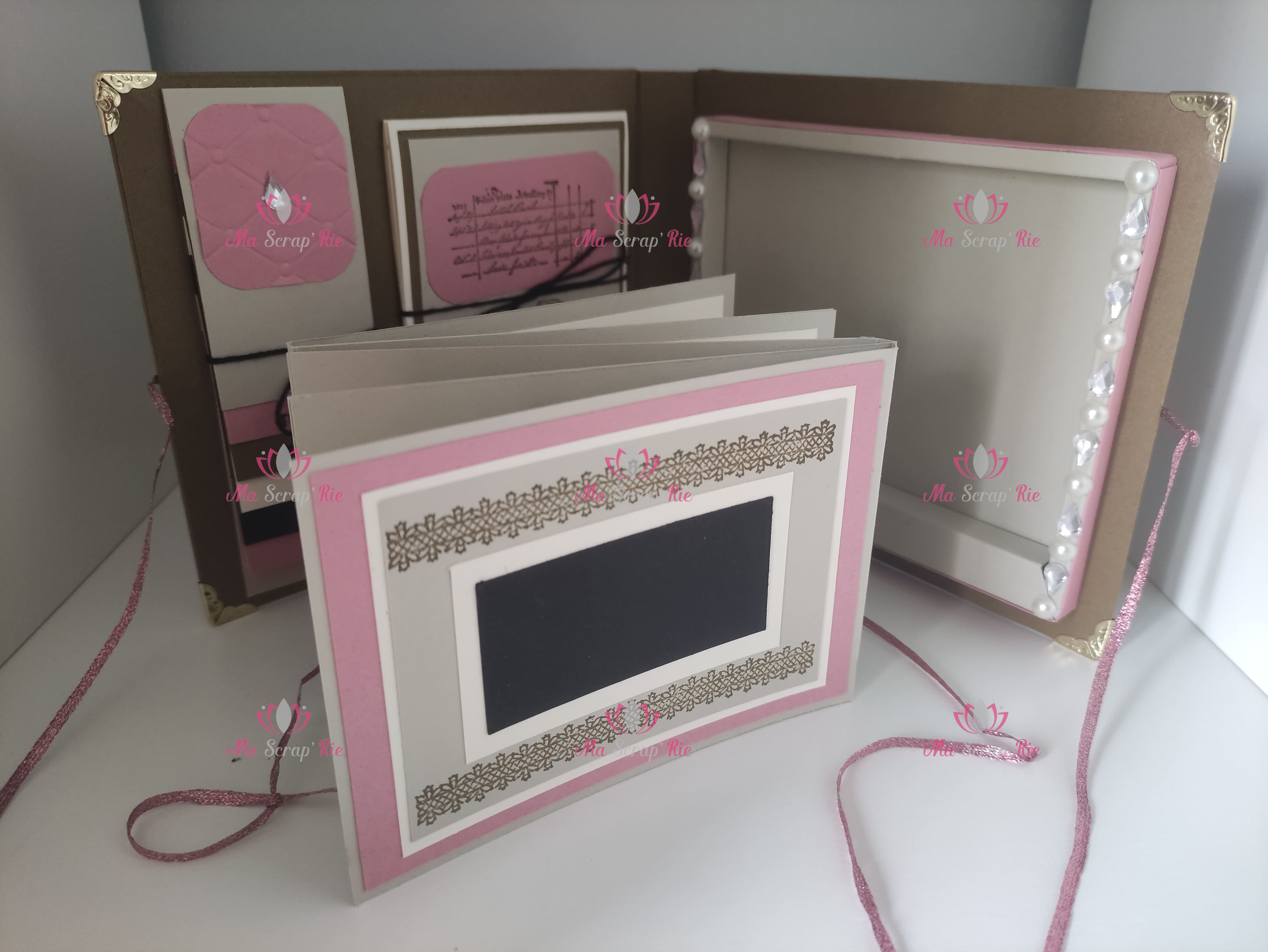 album, aimant, souvenirs, messages, cascade, livret, rose